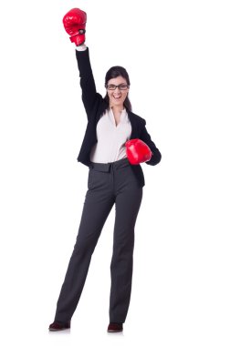 iş kadını beyaz boks konsepti