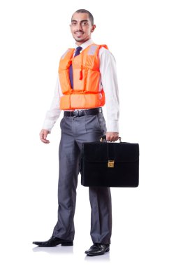 Beyaz ceketli adam izole edilmiş.