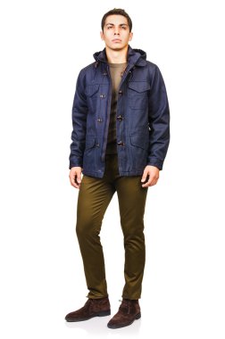 adam beyaz izole moda bakmak