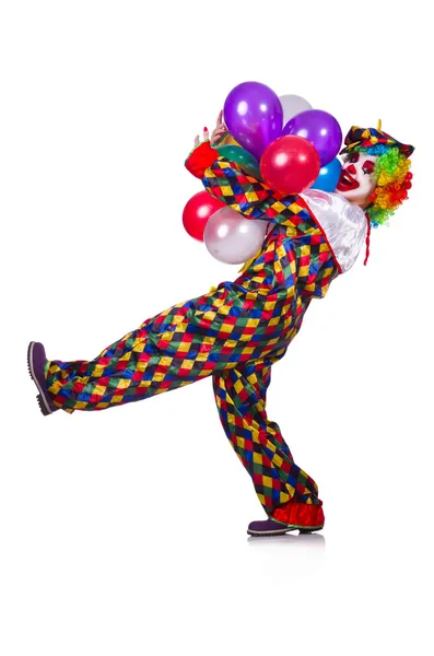 Смешной клоун, изолированный на белом — стоковое фото
