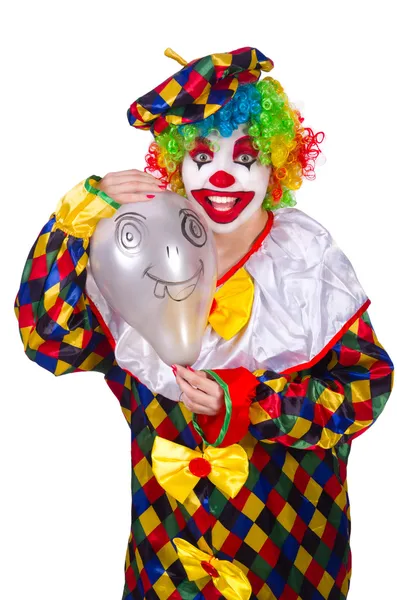 Drôle de clown isolé sur le blanc — Photo