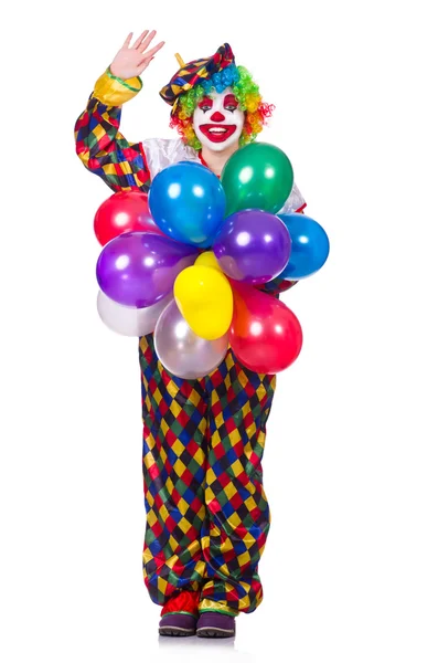 Lustiger Clown isoliert auf dem weißen — Stockfoto