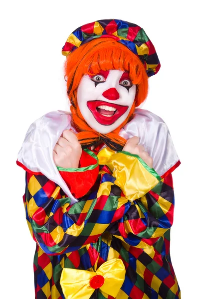 Клоун в костюмі ізольований на білому — стокове фото