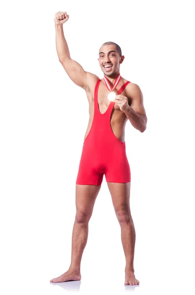 Young wrestler isolated on the white — Stock Photo, Image