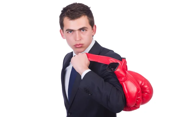 Joven empresario aislado en blanco — Foto de Stock