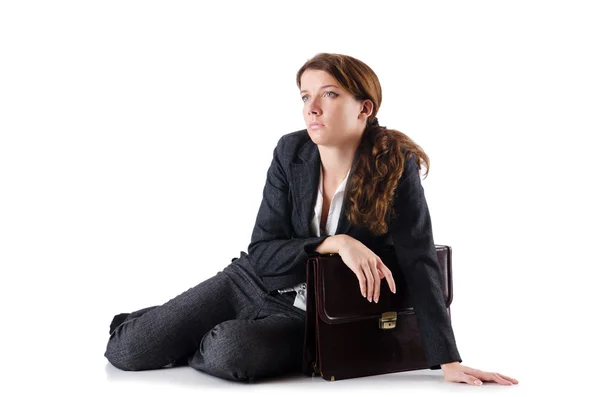 I konkurs affärskvinna isolerad på vit — Stockfoto