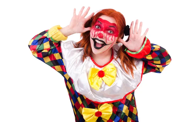 Clown in het kostuum geïsoleerd op wit — Stockfoto