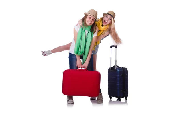 Pair of young students travelling — Stock Photo, Image