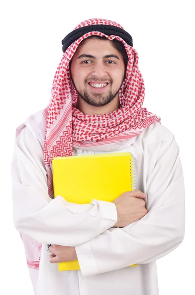 Youn arabiska student isolerad på vitt — Stockfoto