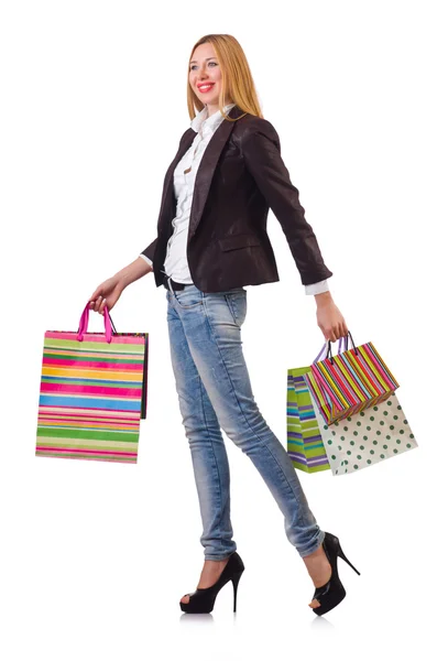Young woman with bags after shopping Royalty Free Stock Photos