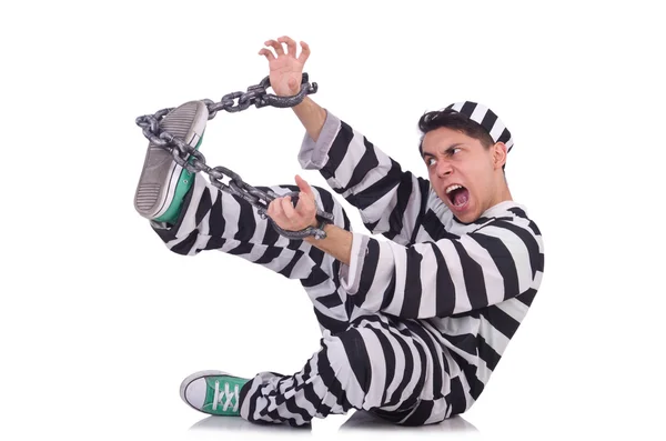 Funny convict isolated on the white — Stock Photo, Image