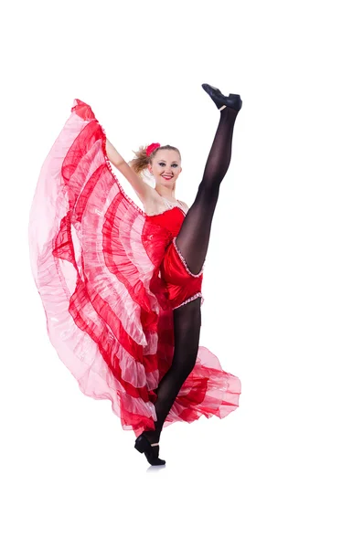 Chica en vestido rojo danza — Foto de Stock