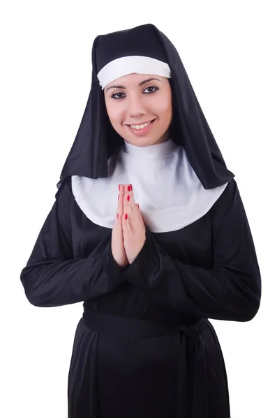 Funny nun isolated on the white — Stock Photo, Image