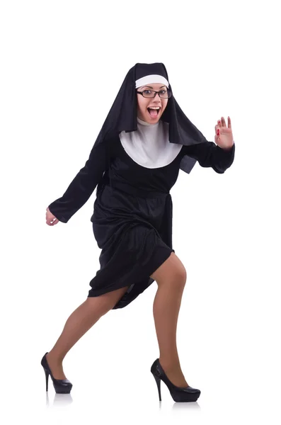 Lustige Nonne isoliert auf der weißen — Stockfoto