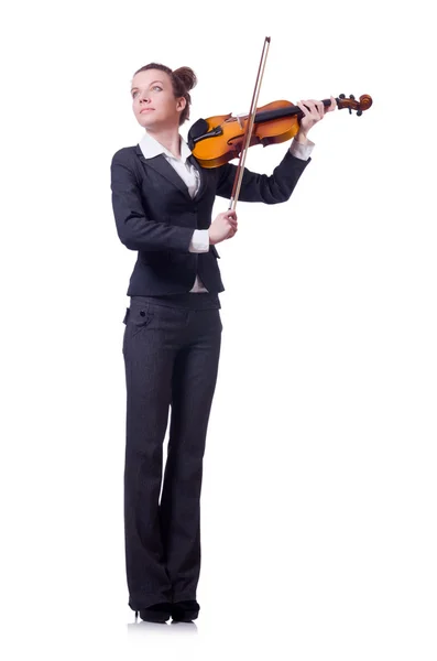 白で隔離される violing と実業家 — ストック写真