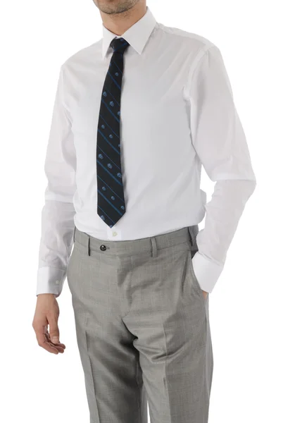 Männermodell mit Anzug auf Weiß — Stockfoto