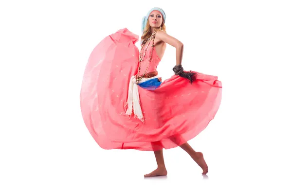 Mujer bailando bailes españoles sobre blanco —  Fotos de Stock