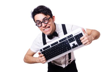 Funny computer geek isolated on white