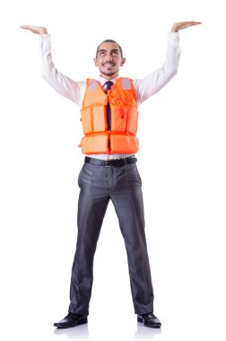 Beyaz ceketli adam izole edilmiş.