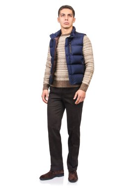 adam beyaz izole moda bakmak