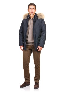 adam beyaz izole moda bakmak