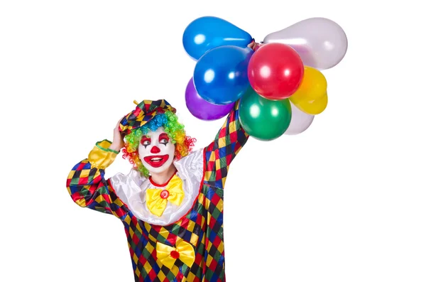 Rolig clown isolerad på den vita — Stockfoto