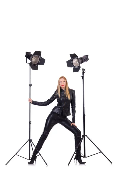 Model in the studio on white — Stock Photo, Image