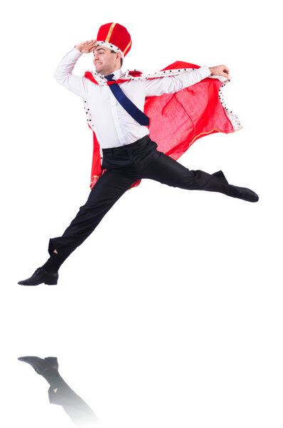 Король бизнесмен изолирован на белом