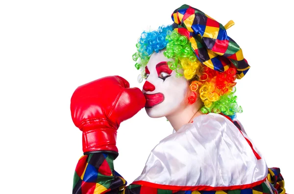 Lustiger Clown isoliert auf dem weißen — Stockfoto