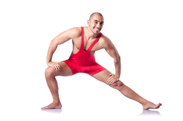 Young wrestler isolated on the white — Stock Photo, Image