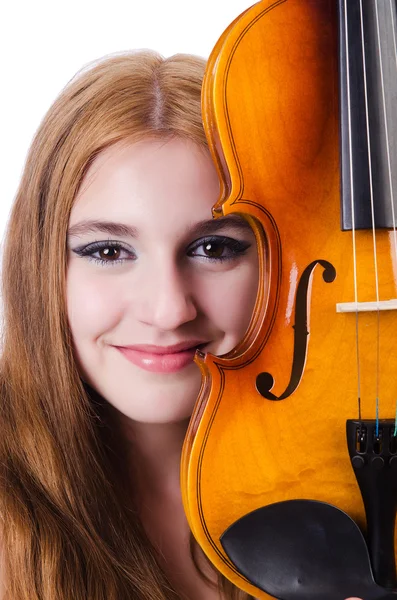 白に隔離された若いバイオリン奏者 — ストック写真