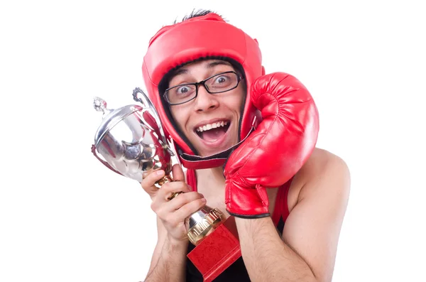Beyaz arka planda izole edilmiş komik boksör — Stok fotoğraf