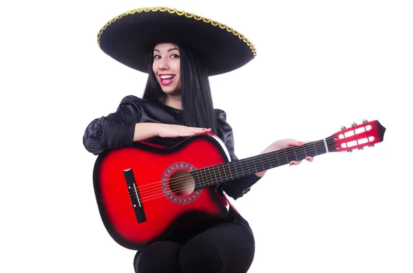 Guitarrista isolado no branco — Fotografia de Stock