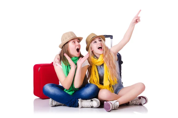 Pair of young students travelling — Stock Photo, Image