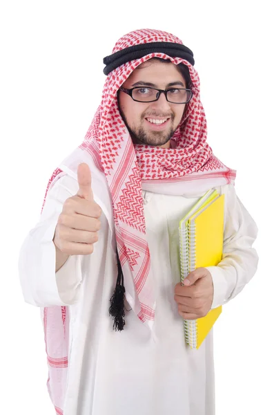 Youn estudiante árabe aislado en blanco — Foto de Stock