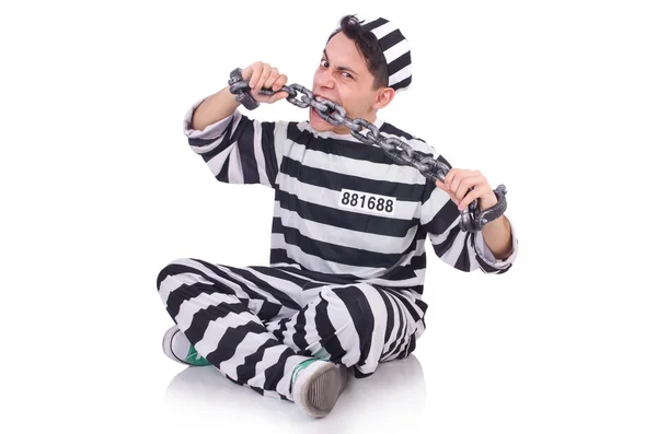 Funny convict isolated on the white — Stock Photo, Image