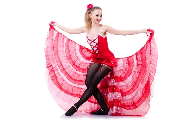 Menina em dança vestido vermelho dança — Fotografia de Stock