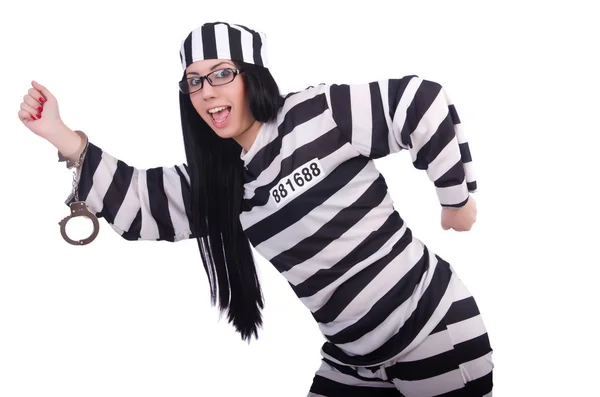Prigioniero in uniforme a righe su bianco — Foto Stock