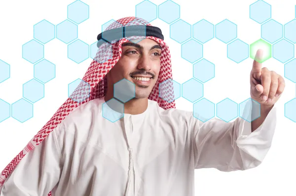 Árabe presionando botones virtuales —  Fotos de Stock