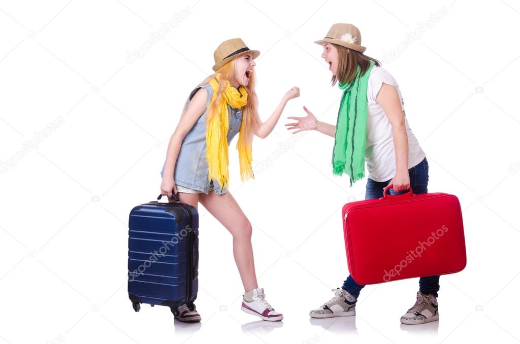 Pair of young students travelling