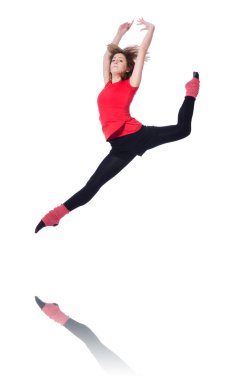 Beyaz egzersiz genç jimnastikçi