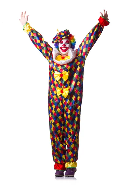 Clown in het kostuum geïsoleerd op wit — Stockfoto