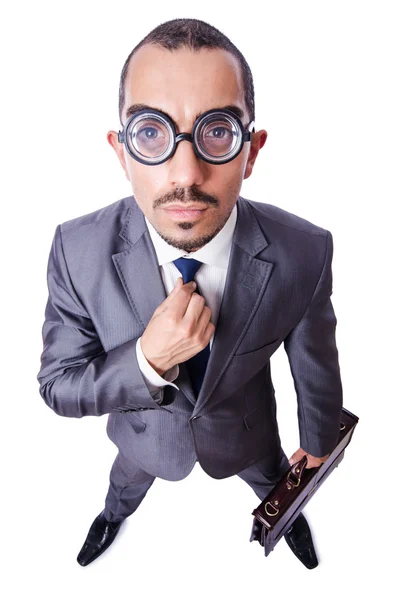 Funny nerd businessman isolated on white — Stock Photo, Image