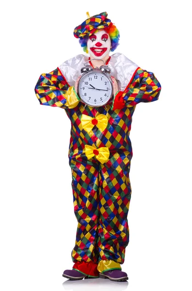 Lustiger Clown isoliert auf dem weißen — Stockfoto