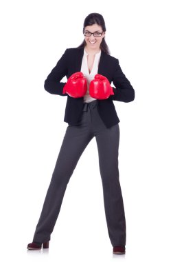 iş kadını beyaz boks konsepti