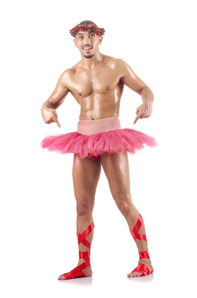 Man in ballet tutu geïsoleerd op wit — Stockfoto