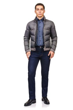 adam beyaz izole moda bakmak