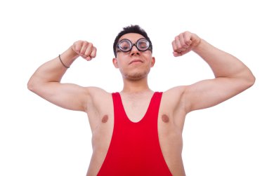 komik güreşçi üzerinde beyaz izole