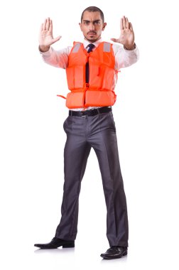 Beyaz ceketli adam izole edilmiş.