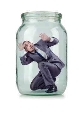 Cam Kavanoz içinde genç işadamı